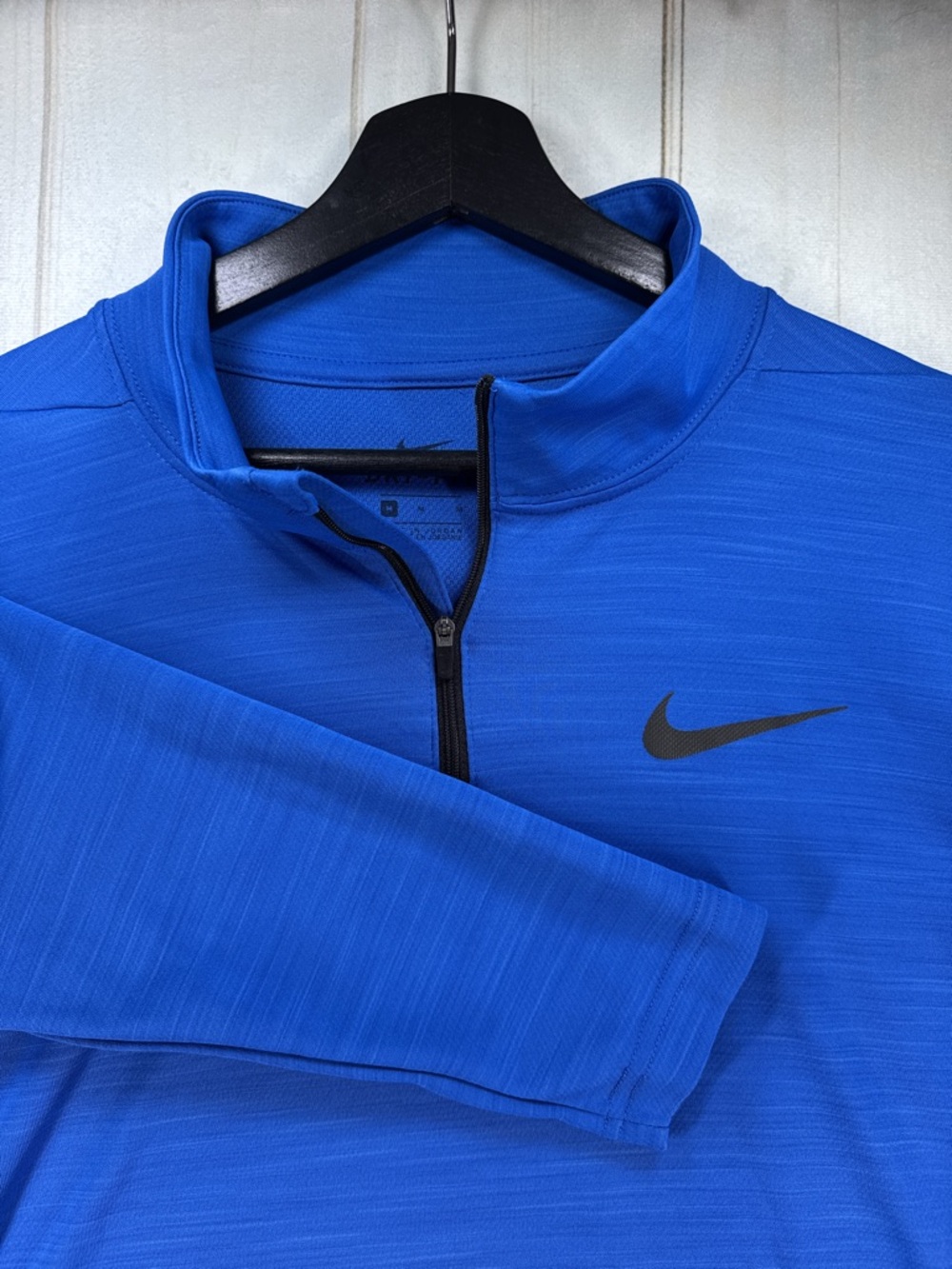 Nike Dri Fit 1/4 Zip Shirt Mens Medium Royal Blue Long Sleeve Running Training